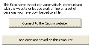 To begin Practice or Competition rounds select Connect to the Capsim website.